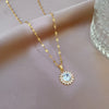Rotating Flower Necklace-Light Luxury Full Diamond Micro Inlaid Zircon Pearl