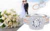 Silver (Wedding Ring) Bridal Set with Cushion Cut, Complemented by a Plug-in Rose Gold Wedding Ring, Perfect for Women.