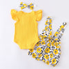 Newborn Baby Girl Summer Clothes Set: Knitting Cotton Romper, Shorts, Bow Headband - 3Pcs Toddler Outfits