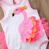 Flamingo Flower Bow Romper - Adorable Newborn Baby Girl Beachwear Outfit.