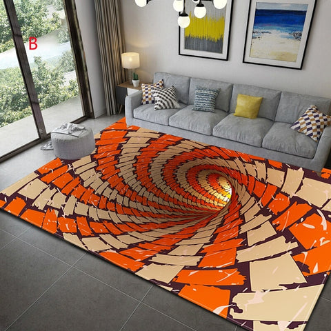 Abstract Geometric 3D Vortex Illusion Carpet-Non-slip Entrance Door Floor Mat for Stylish Living Room Decor