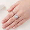 Silver (Wedding Ring) Bridal Set with Cushion Cut, Complemented by a Plug-in Rose Gold Wedding Ring, Perfect for Women.