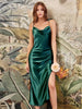 CHIC DRESS HOUSE-Elegant Evening Gown with Leg Slit, Lace-Up Detail, Adjustable Straps, Ideal for Proms and Bridesmaids