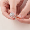 Silver (Wedding Ring) Bridal Set with Cushion Cut, Complemented by a Plug-in Rose Gold Wedding Ring, Perfect for Women.