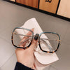 Anti-blue Light Glasses Frame Vintage Large Square Eyeglasses Blocking Blue-ray Oversized Spectacles Frames for  Men Women .