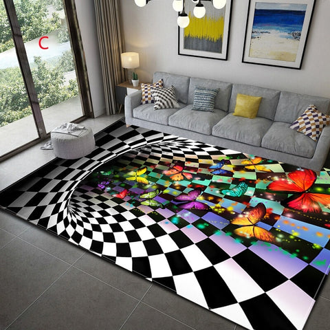 Abstract Geometric 3D Vortex Illusion Carpet-Non-slip Entrance Door Floor Mat for Stylish Living Room Decor