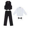 Young Gentlemen's Candy-Colored Waistcoat Set: A Dapper Choice for Kids' Formal Wedding Attire, Featuring a Bowtie, Shirt, Vest, and Pants