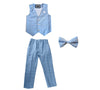 Young Gentlemen's Candy-Colored Waistcoat Set: A Dapper Choice for Kids' Formal Wedding Attire, Featuring a Bowtie, Shirt, Vest, and Pants