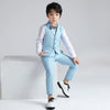 Young Gentlemen's Candy-Colored Waistcoat Set: A Dapper Choice for Kids' Formal Wedding Attire, Featuring a Bowtie, Shirt, Vest, and Pants