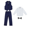 Young Gentlemen's Candy-Colored Waistcoat Set: A Dapper Choice for Kids' Formal Wedding Attire, Featuring a Bowtie, Shirt, Vest, and Pants