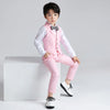 Young Gentlemen's Candy-Colored Waistcoat Set: A Dapper Choice for Kids' Formal Wedding Attire, Featuring a Bowtie, Shirt, Vest, and Pants