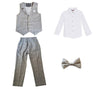 Young Gentlemen's Candy-Colored Waistcoat Set: A Dapper Choice for Kids' Formal Wedding Attire, Featuring a Bowtie, Shirt, Vest, and Pants