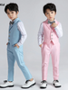 Young Gentlemen's Candy-Colored Waistcoat Set: A Dapper Choice for Kids' Formal Wedding Attire, Featuring a Bowtie, Shirt, Vest, and Pants