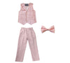 Young Gentlemen's Candy-Colored Waistcoat Set: A Dapper Choice for Kids' Formal Wedding Attire, Featuring a Bowtie, Shirt, Vest, and Pants