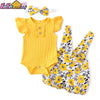 Newborn Baby Girl Summer Clothes Set: Knitting Cotton Romper, Shorts, Bow Headband - 3Pcs Toddler Outfits