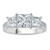 Three-Stone Princess (Cut A) Cubic Zirconia Sterling Silver Wedding Engagement Ring -  for Women
