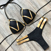 Stylish Summer Bikini Set for Women - Bandage Patchwork Swimwear with Push-Up Padded Bra, Perfect for the Beach, Pool, or as a Sexy Costume