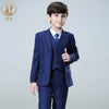Stylish 3-Piece Blue Blazer Boy's Suit Set: Perfect for Spring and Autumn Formal Occasions, Children's Parties, Hosted Events, and Wedding Costumes, Available for Wholesale