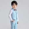 Young Gentlemen's Candy-Colored Waistcoat Set: A Dapper Choice for Kids' Formal Wedding Attire, Featuring a Bowtie, Shirt, Vest, and Pants