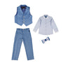 Young Gentlemen's Candy-Colored Waistcoat Set: A Dapper Choice for Kids' Formal Wedding Attire, Featuring a Bowtie, Shirt, Vest, and Pants