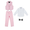 Young Gentlemen's Candy-Colored Waistcoat Set: A Dapper Choice for Kids' Formal Wedding Attire, Featuring a Bowtie, Shirt, Vest, and Pants